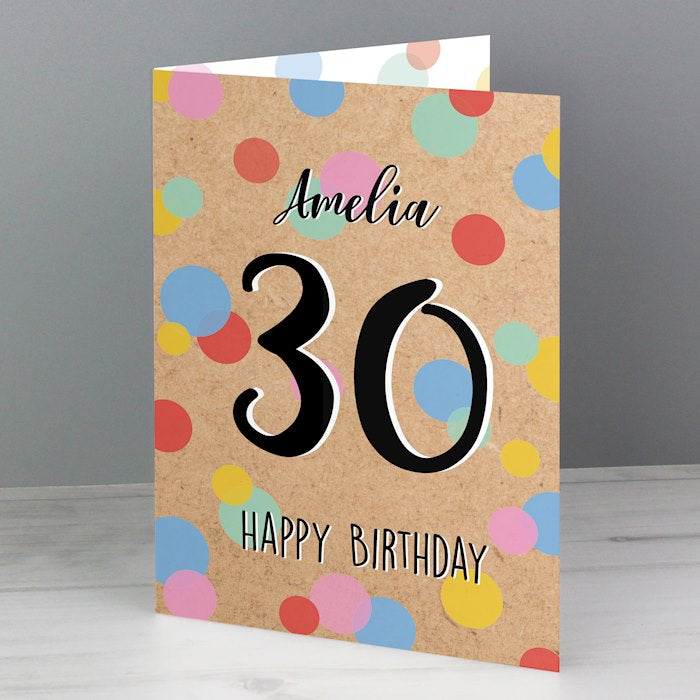 Personalised Colour Confetti Birthday Age Card from Pukkagifts.uk
