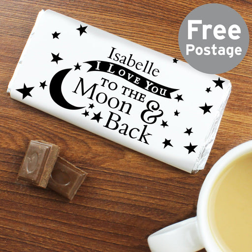 Personalised I Love You To The Moon And Back Milk Chocolate Bar - Myhappymoments.co.uk
