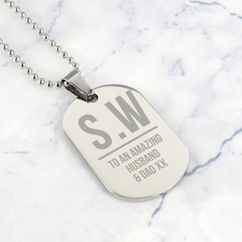 Personalised Initials Dog Tag Necklace - Myhappymoments.co.uk