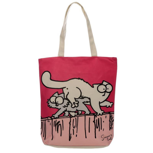 New Pink Simon's Cat Cotton Bag with Zip and Lining