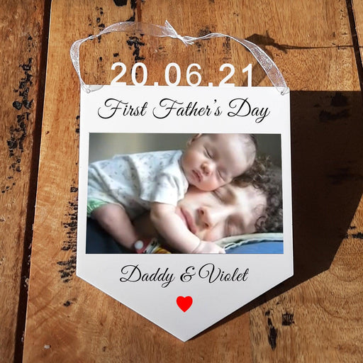 Personalised First Fathers Day Photo Acrylic Pennant Sign