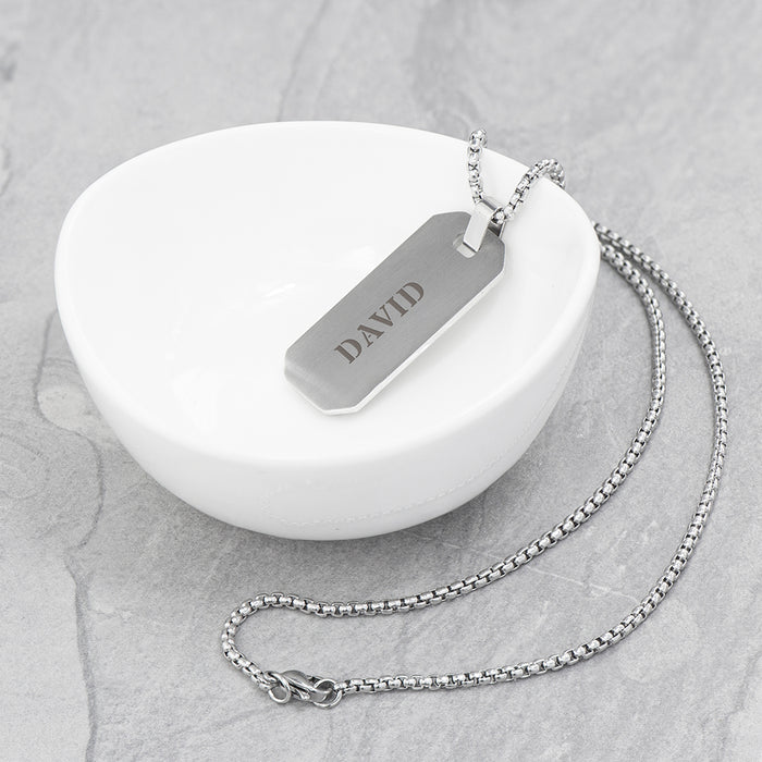 Personalised Men's Brushed Steel Dog Tag Necklace