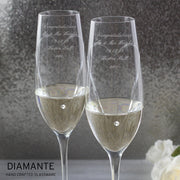 Personalised Crystal Heart Wedding Champagne Flute Glasses