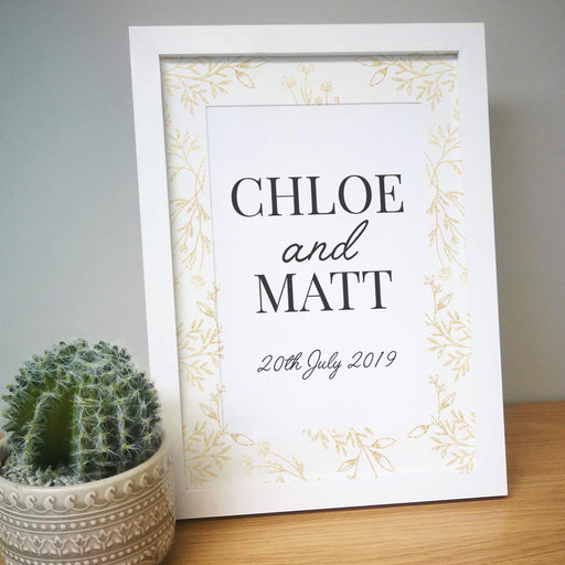 Personalised Gold Detail Couples A4 Framed Print
