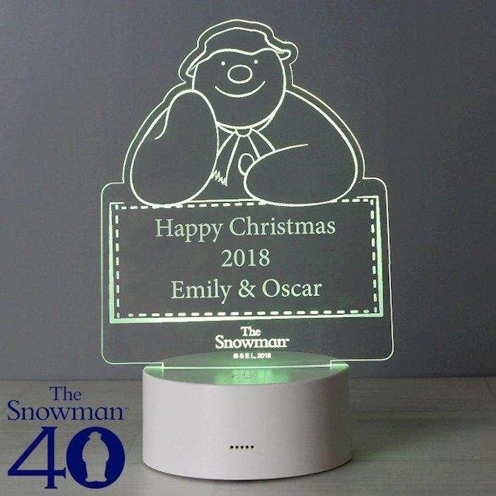Personalised The Snowman LED Colour Changing Decoration Night Light - Myhappymoments.co.uk