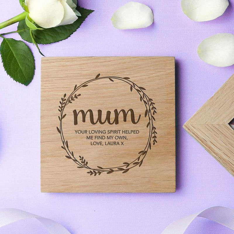 Personalised Mothers Day Photo Box Cube Oak - Myhappymoments.co.uk