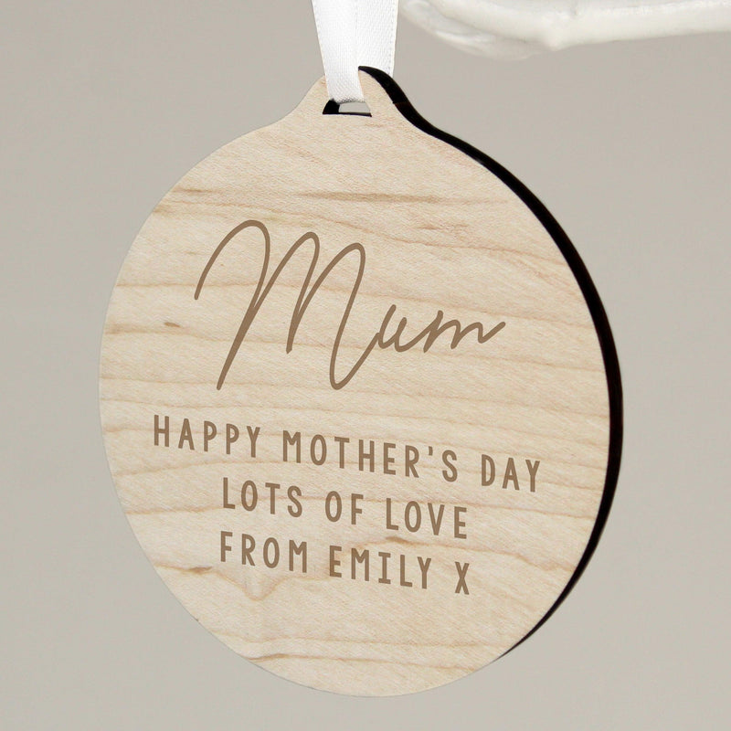 Personalised Free Text Round Wooden Christmas Decoration
