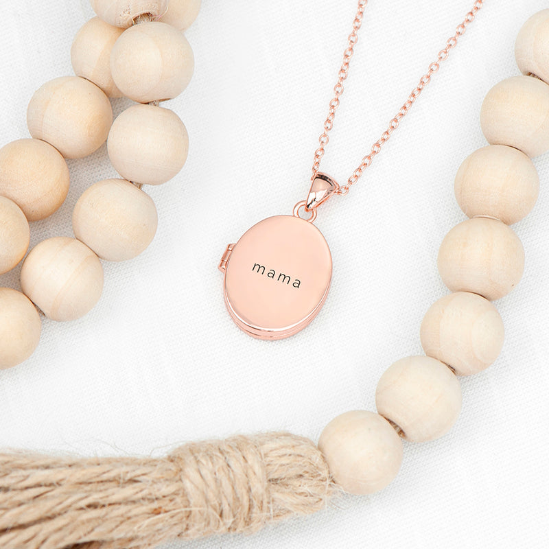 Personalised Oval Photo Locket Necklace - Rose Gold Plated