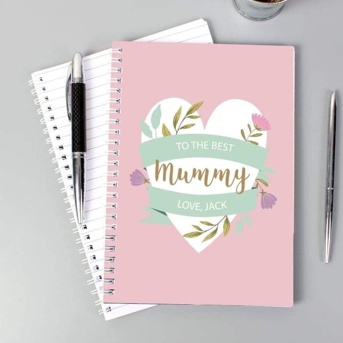 Personalised Floral Heart A5 Notebook - Myhappymoments.co.uk
