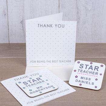 Personalised Star Teacher Coaster Card - Myhappymoments.co.uk