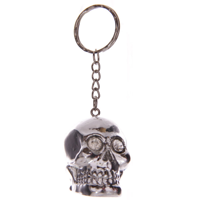 Silver Crystal Eyed Skull Keyring - Myhappymoments.co.uk