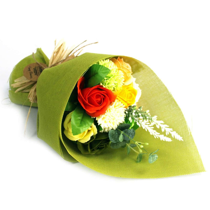 Standing Soap Flower Bouquet - Green Yellow - Myhappymoments.co.uk