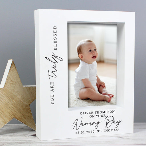 Personalised 'Truly Blessed' Naming Day Box Photo Frame 7x5