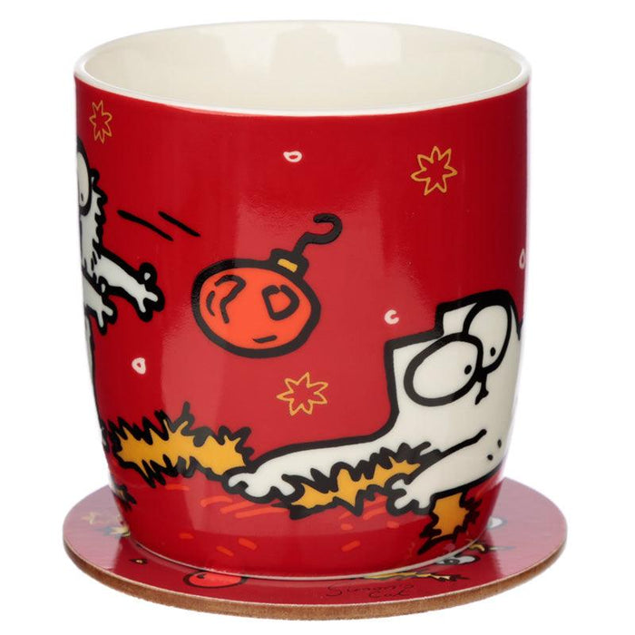 Simon's Cat Christmas Porcelain Mug & Coaster Set