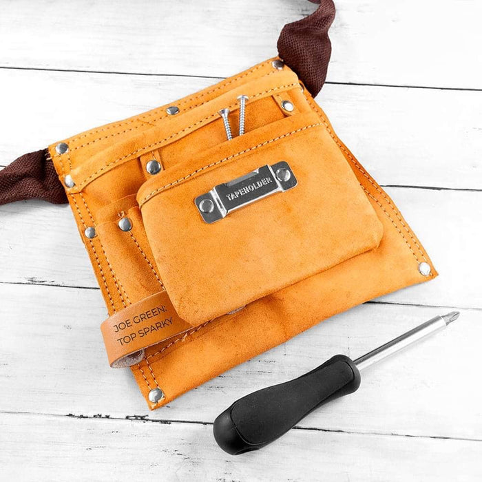 Personalised 6-Pocket Leather Tool Belt - Myhappymoments.co.uk