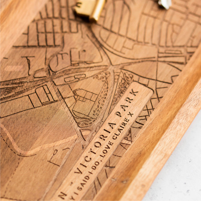 Personalised Special Location Map Wooden Concierge Tray