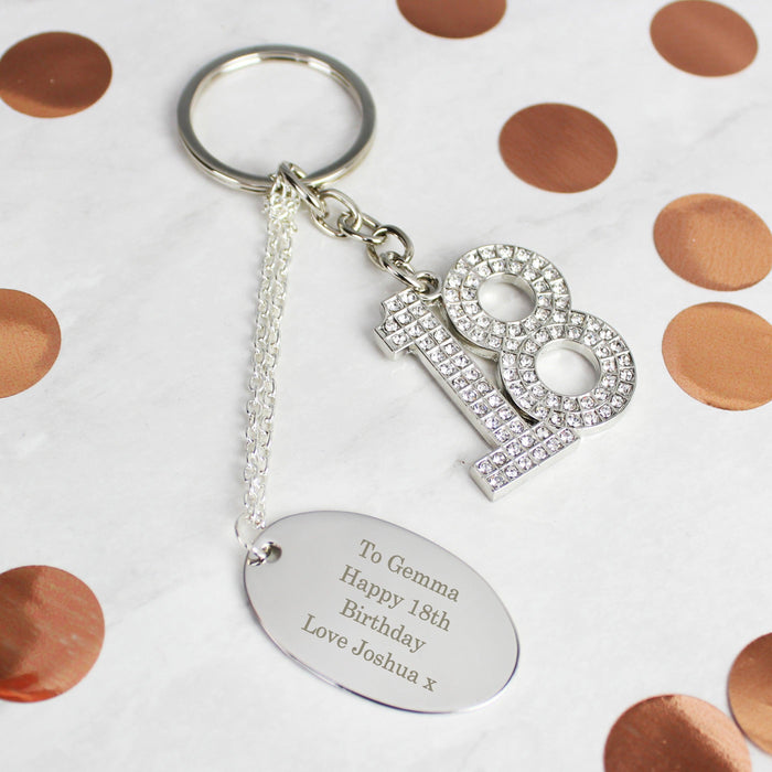 Personalised Diamante 18th Birthday Keyring