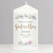 Personalised Floral Watercolour Thank You For Being My Godmother Pillar Candle - Myhappymoments.co.uk
