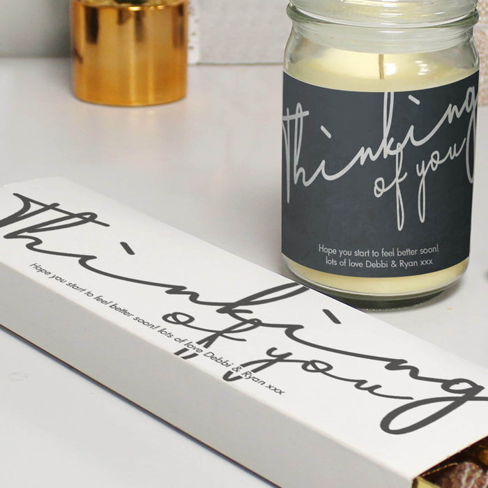 Personalised Thinking Of You Candle Jar & Truffles Set