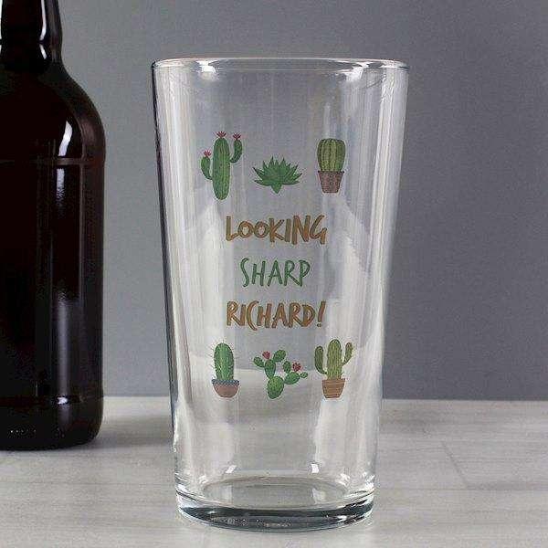 Personalised Cactus Pint Glass - Myhappymoments.co.uk