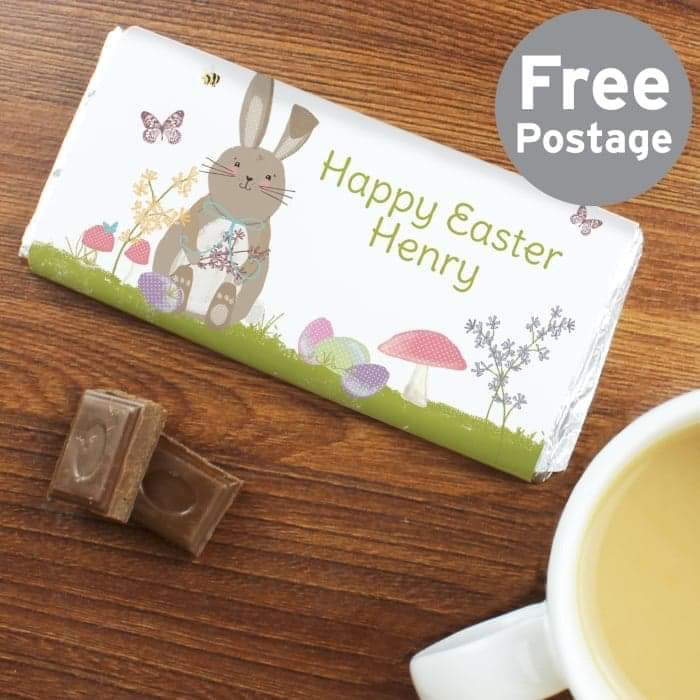 Personalised Easter Meadow Bunny Milk Chocolate Bar - Myhappymoments.co.uk