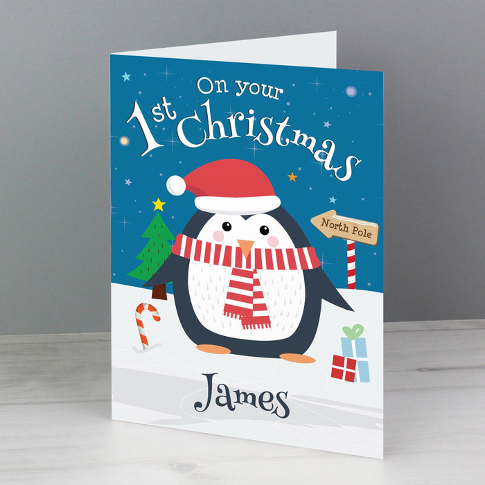 Personalised 1st Christmas Penguin Card
