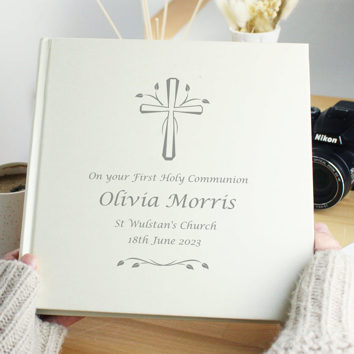 Personalised Silver Cross Photo Album with Sleeves - Holy Communion