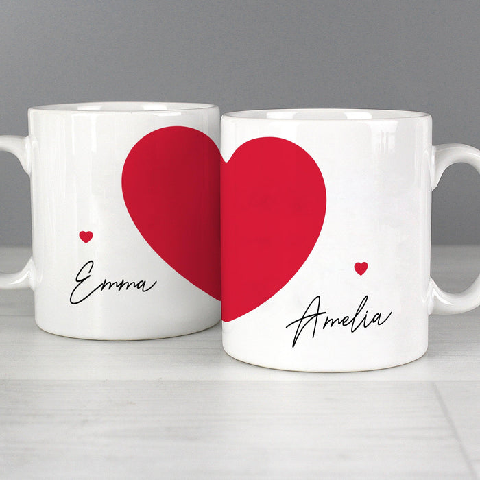 Personalised Two Hearts Mug Set | Wedding Gift 