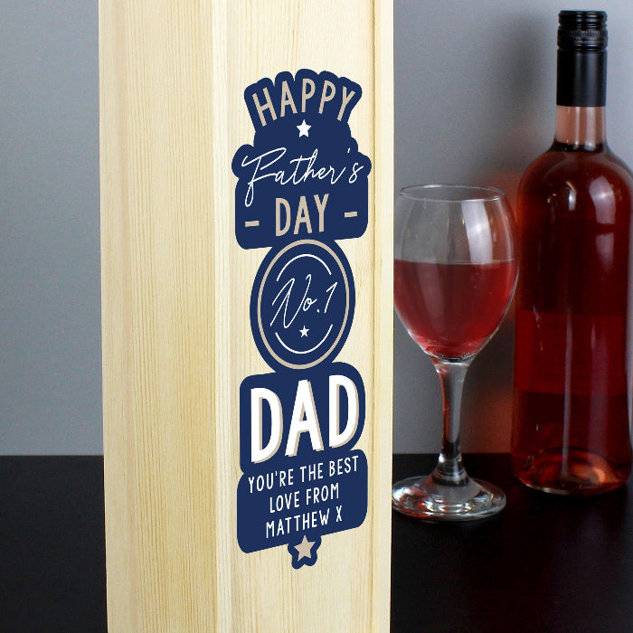 Personalised Happy Father's Day No. 1 Dad Wooden Wine Box
