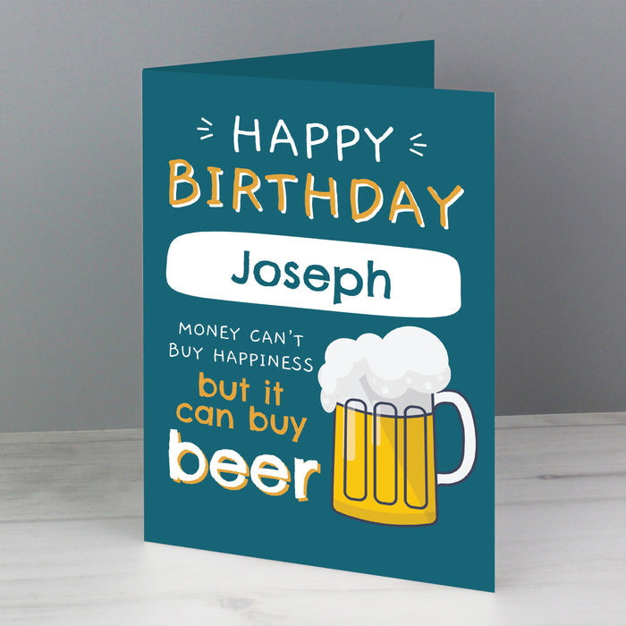 Personalised Happy Birthday Beer Card - Free UK Delivery 
