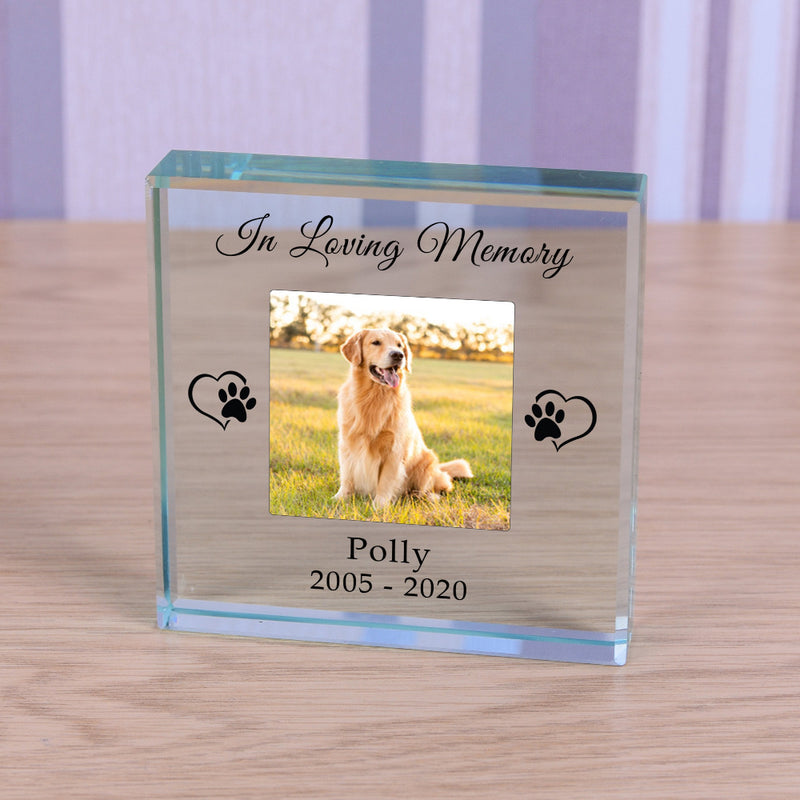 Personalised In Loving Memory Dog Memorial Glass Block