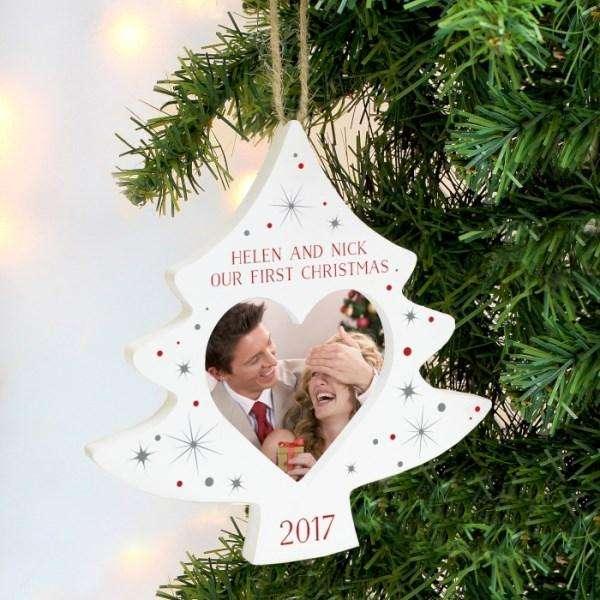 Personalised Christmas Tree Photo Frame Decoration - Myhappymoments.co.uk