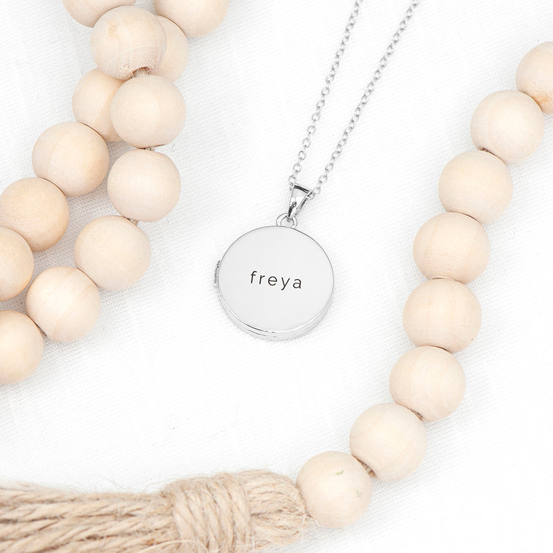 Personalised Round Photo Locket Necklace - Silver Plated