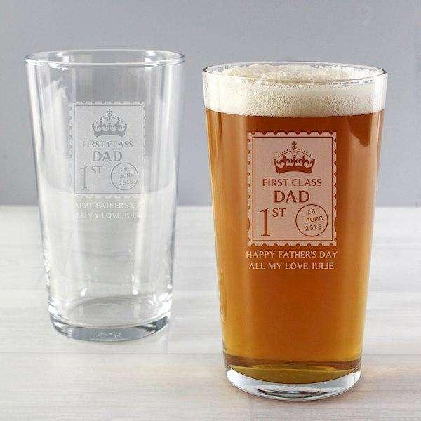 Personalised 1st Class Pint Glass - Myhappymoments.co.uk