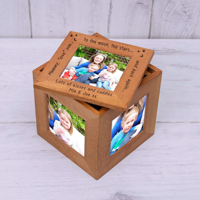 Personalised Mummy Love You To The Moon The Stars And Back Again Photo Frame Box Cube - Myhappymoments.co.uk