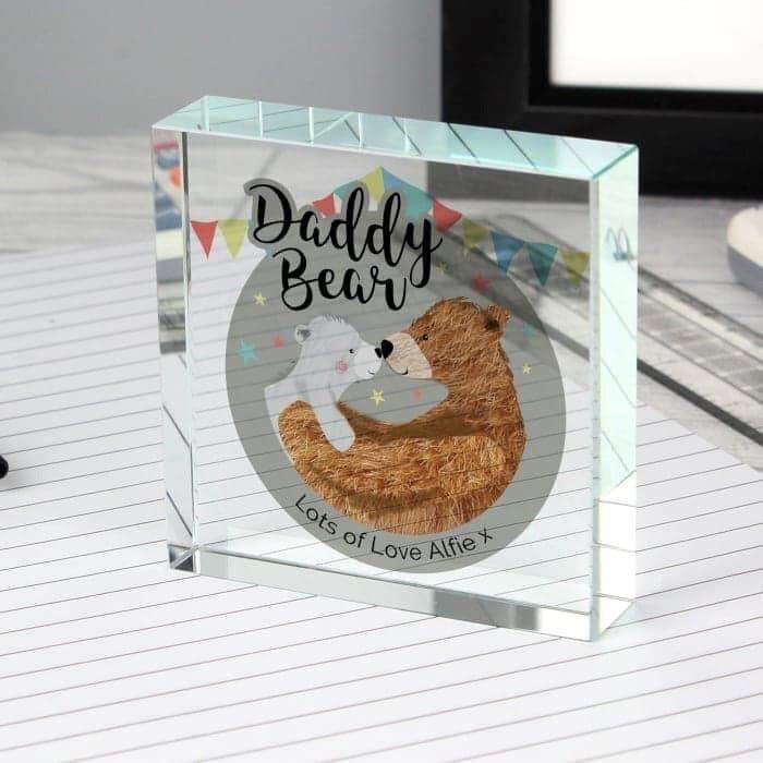 Personalised Daddy Bear Crystal Token - Myhappymoments.co.uk