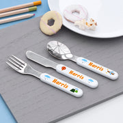 Personalised Children's Adventure Metal Cutlery Set