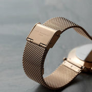 Elie Beaumont Personalised Ladies Rose Gold Mesh Strapped Watch With Black Dial
