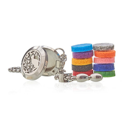 Aromatherapy Diffuser Jewellery Chain Bracelet - Cat & Flowers - 20mm