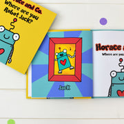 Personalised Flossy and Jim Where are you Robot? Book - Myhappymoments.co.uk