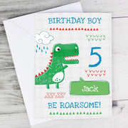 Personalised Be Roarsome Dinosaur Birthday Age Card - Myhappymoments.co.uk