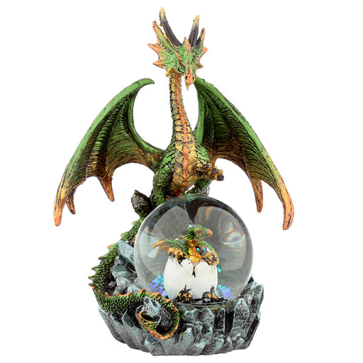 Dark Legends Crystal Orb Dragon Mother Snow Globe - Green