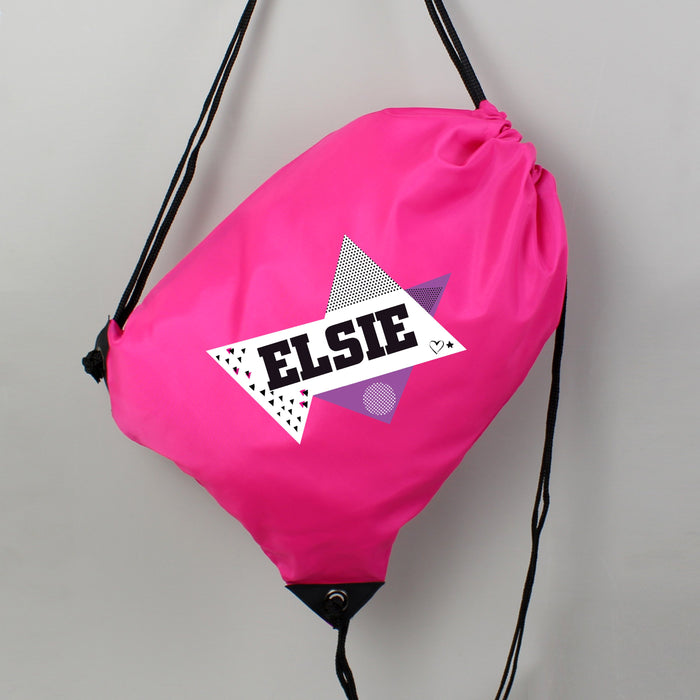 Personalised Name Pink Kit Drawstring Bag