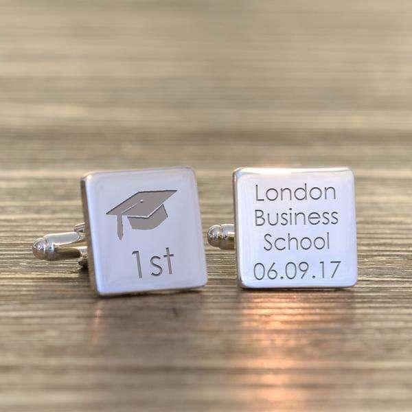 Personalised Graduation Square Cufflinks - Myhappymoments.co.uk