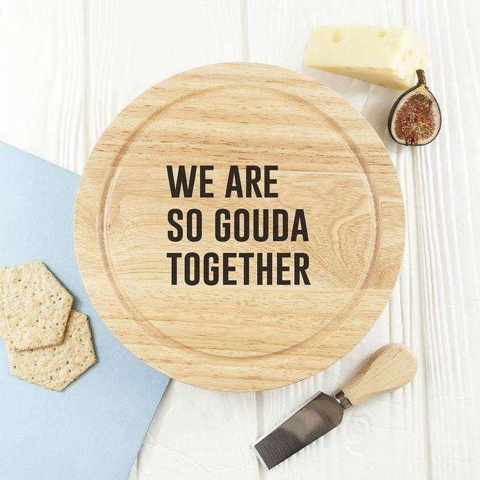 Engraved Any Message Round Cheese Board Set