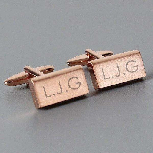Personalised Modern Rose Gold Plated Cufflinks - Myhappymoments.co.uk