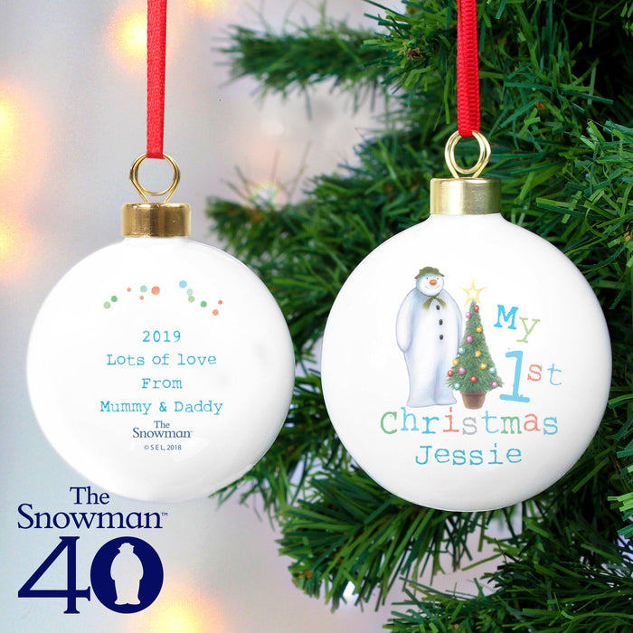 Personalised The Snowman My 1st Christmas Bauble - Myhappymoments.co.uk