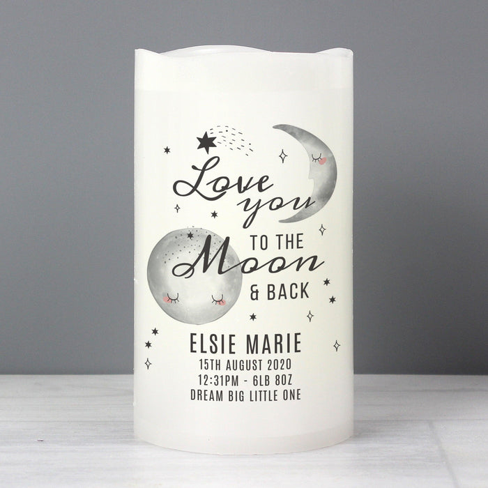 Personalised Baby Love You To The Moon and Back LED Candle