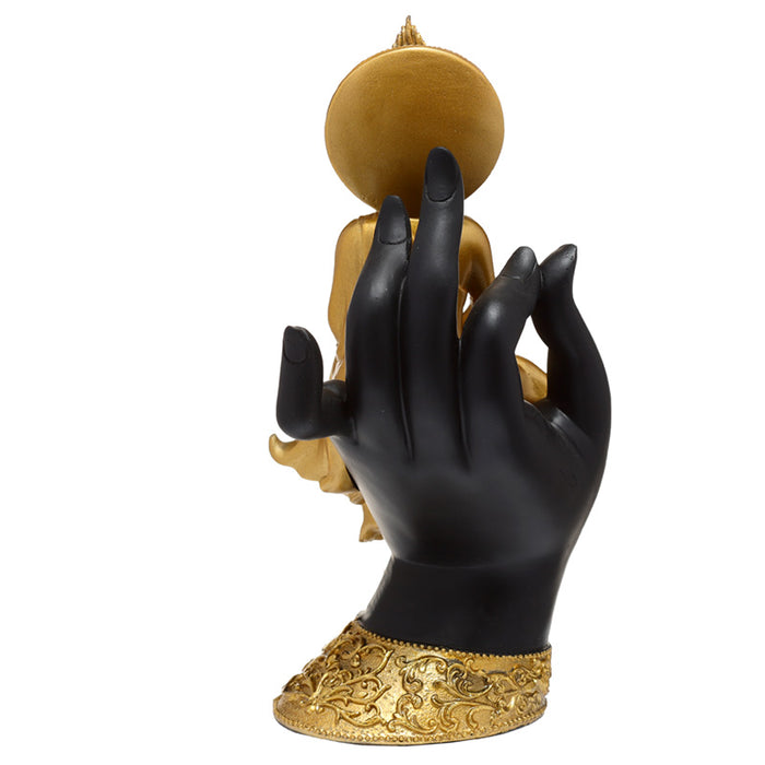 Gold Thai Buddha Figurine Sitting in a Hand