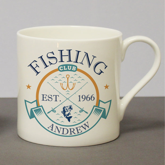 Personalised Fishing Club Chunky Bone China Mug